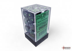 Gemini Black-Grey/green 16mm d6 Dice Block (12 dice)