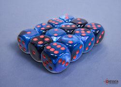 Gemini Black-Starlight/red 16mm d6 Dice Block (12 dice)