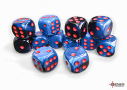 Gemini Black-Starlight/red 16mm d6 Dice Block (12 dice)