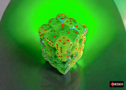 Gemini Plasma Green-Teal/orange Luminary 12mm d6 Dice Block (36 dice)