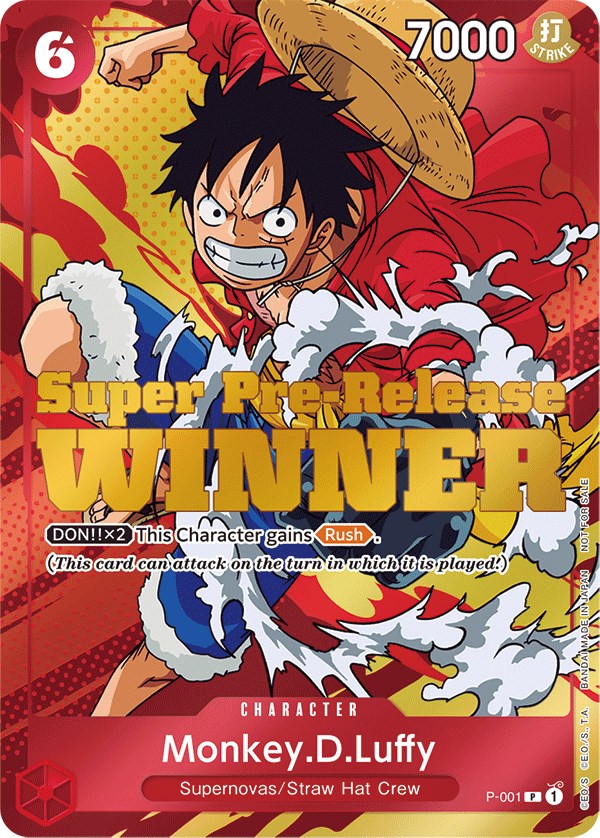 Monkey.D.Luffy (P-001) (Super Pre-Release) [Winner] [One Piece Promotion Cards]