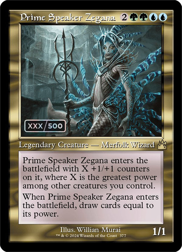 serialized mtg card Prime Speaker Zegana (Retro) (Serialized) [Ravnica Remastered]