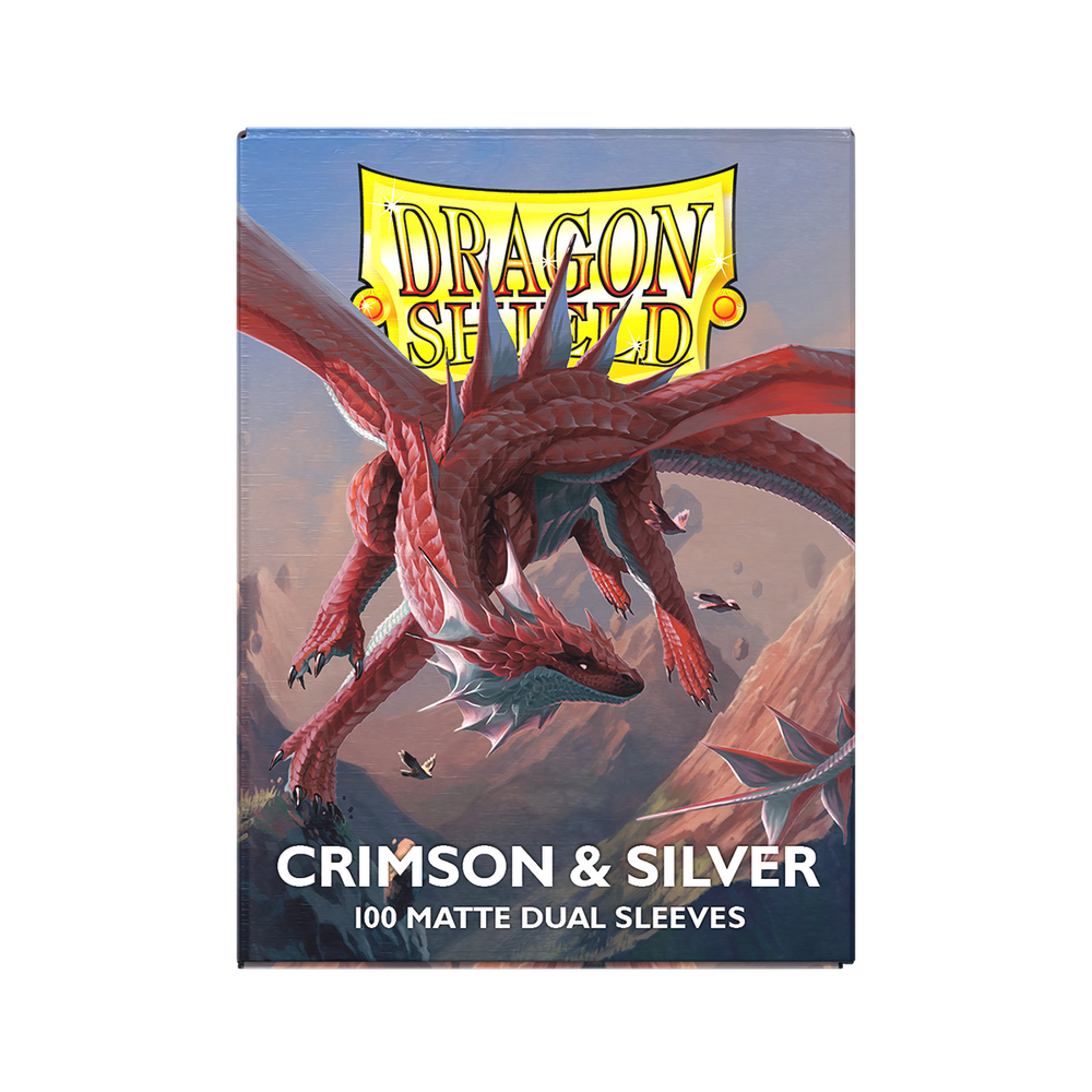 Dragon Shield: Standard 100ct Sleeves - Crimson & Silver (Dual Matte)