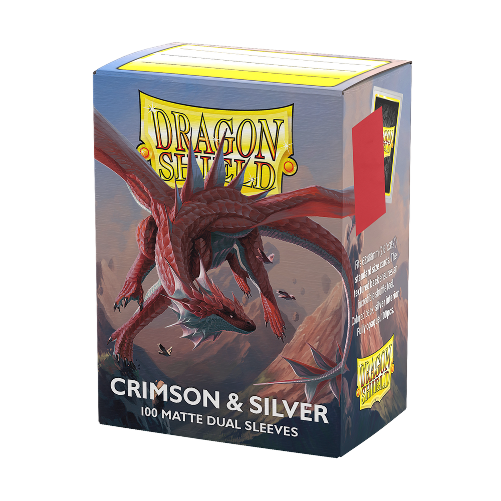 Dragon Shield: Standard 100ct Sleeves - Crimson & Silver (Dual Matte)