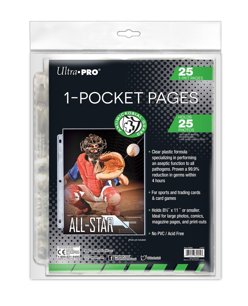 Ultra PRO: 1-Pocket Pages - Antimicrobial (8.5" x 11" / 25-Pack)