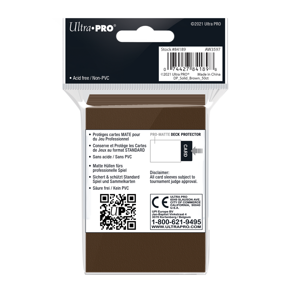 Ultra PRO: Standard 50ct Sleeves - PRO-Matte (Brown)