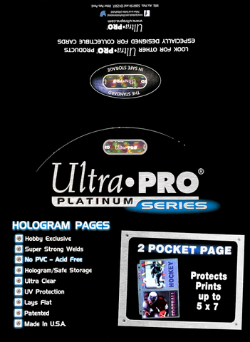 Ultra PRO: Platinum Hologram 2-Pocket Pages - 3-Holes (5" x 7" / 100-Pack)