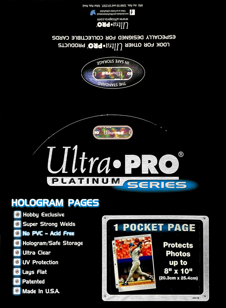 Ultra PRO: Platinum Hologram 1-Pocket Pages - 3-Holes (8" x 10" / 100-Pack)