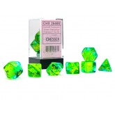 Chessex Gemini Translucent Green-Teal/Yellow 7 Die Set