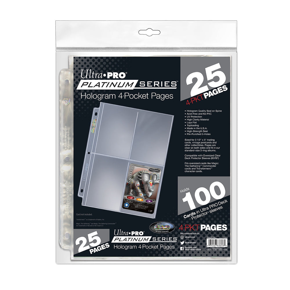 Ultra PRO: Platinum Hologram 4-Pocket Pages - 3-Holes (25-Pack)