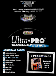 Ultra PRO: Platinum Hologram 3-Pocket Pages - 3-Holes (4" x 6" / 100-Pack)